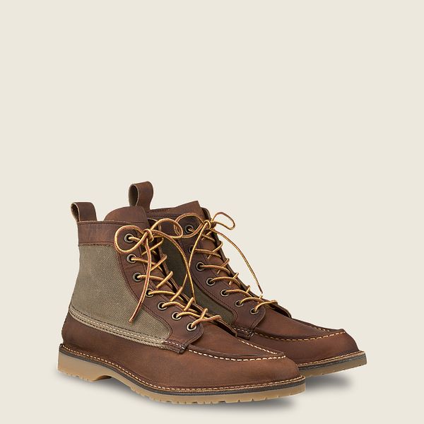 レッド ウィング(Red Wing) Weekender Canvas Moc - 6インチのラフ＆タフレザー ブーツ メンズ カッパー JP76295